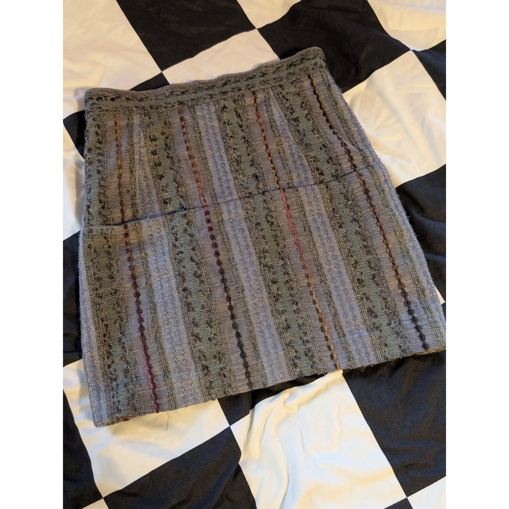 Rachel Comey Textured Striped Mini Skirt Gray Multi Color Accent Size XS